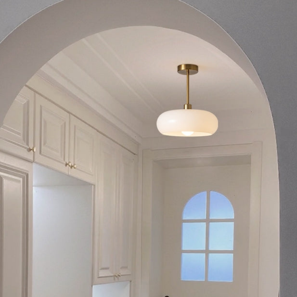 Amber Ceiling Light with Round Design | Warm Lighting for Living Room