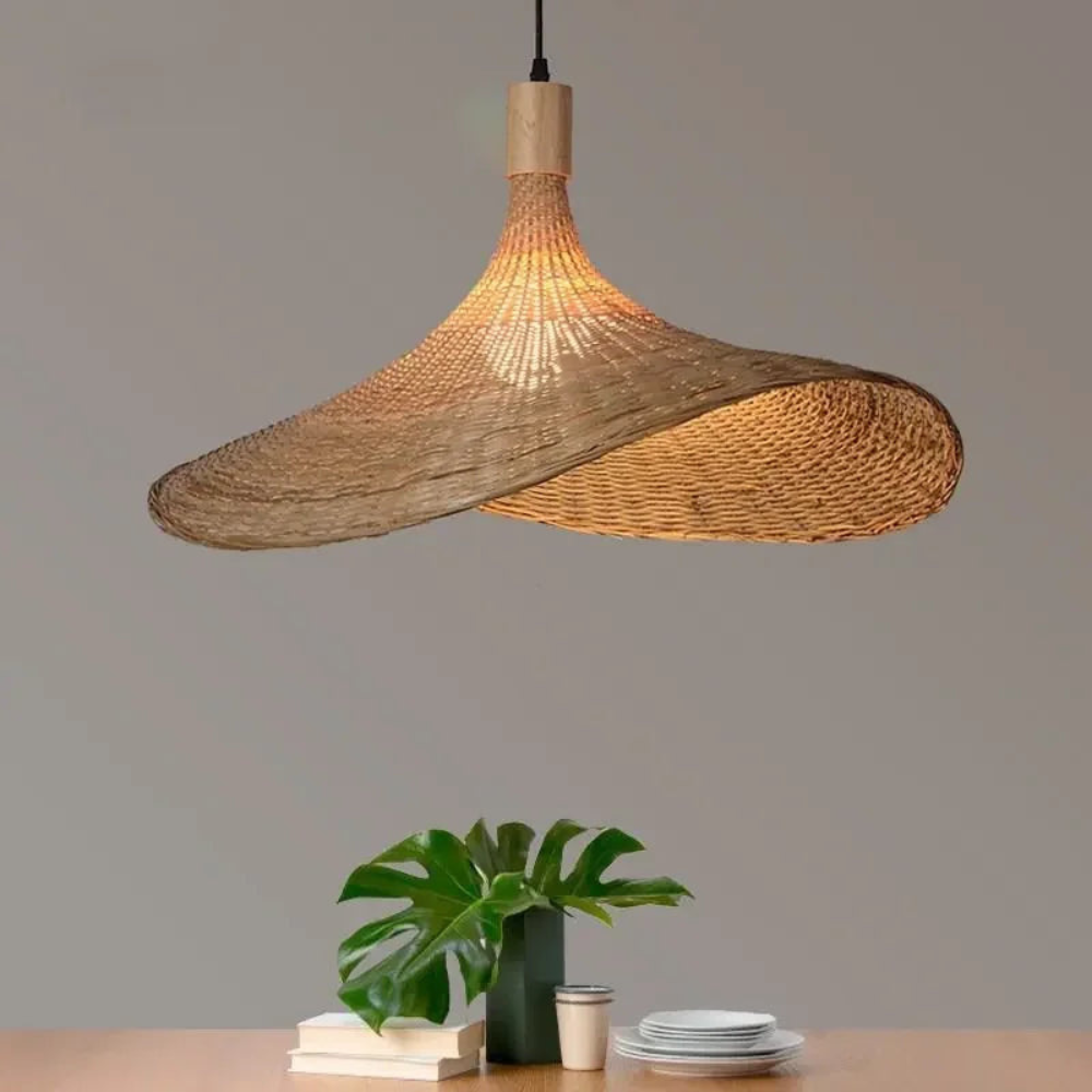 Woven Pendant Light | Handwoven Ceiling Fixture for Home Decor