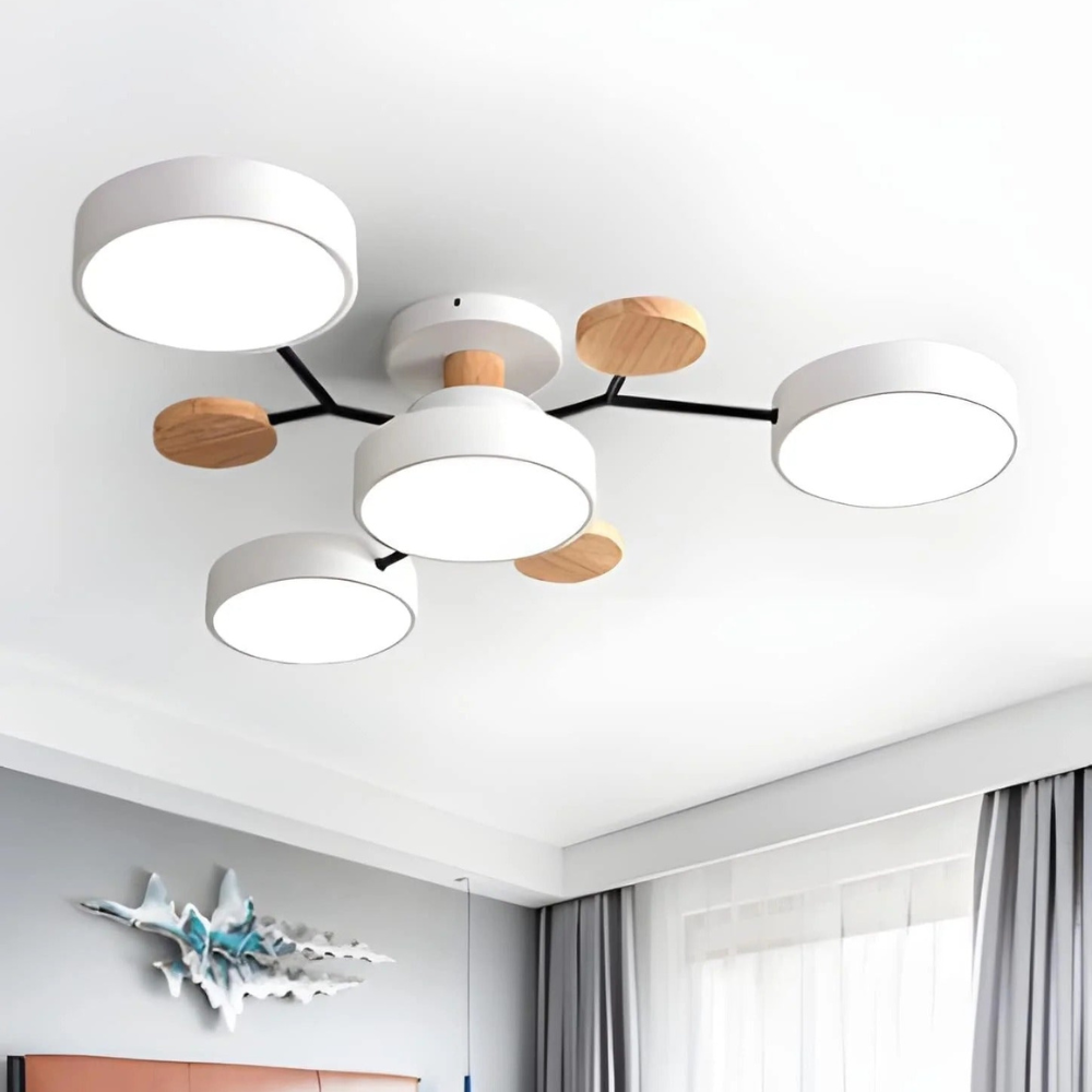Modern Halo LED Ceiling Light | Semi Flush Mount for Living Room or Bedroom