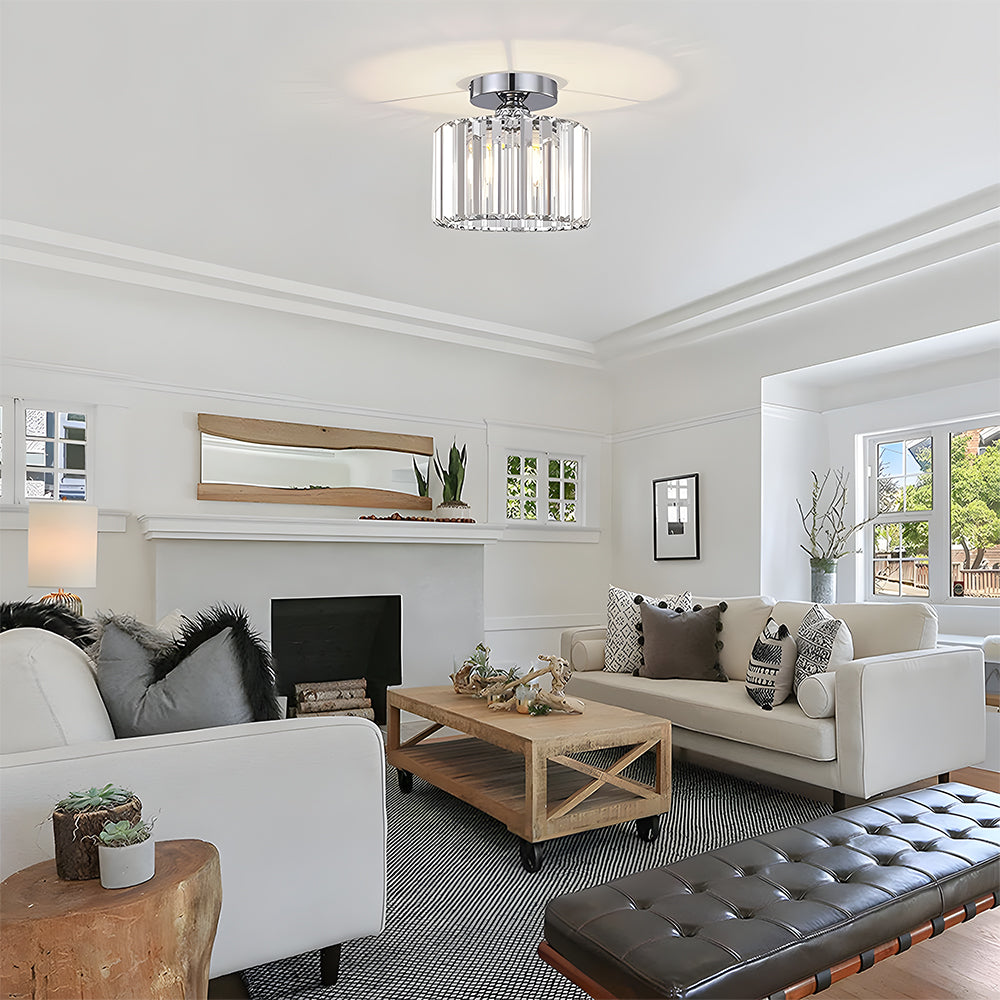 Ceiling Light | Crystal Flush Round Glass Design