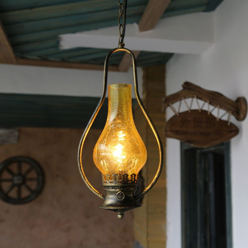 Rustic Kerosene Style LED Pendant Light | Vintage Industrial Hanging Fixture