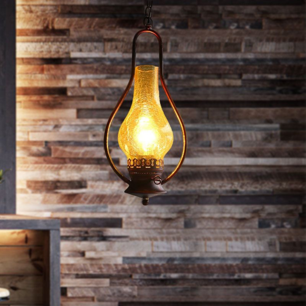 Rustic Kerosene Style LED Pendant Light | Vintage Industrial Hanging Fixture
