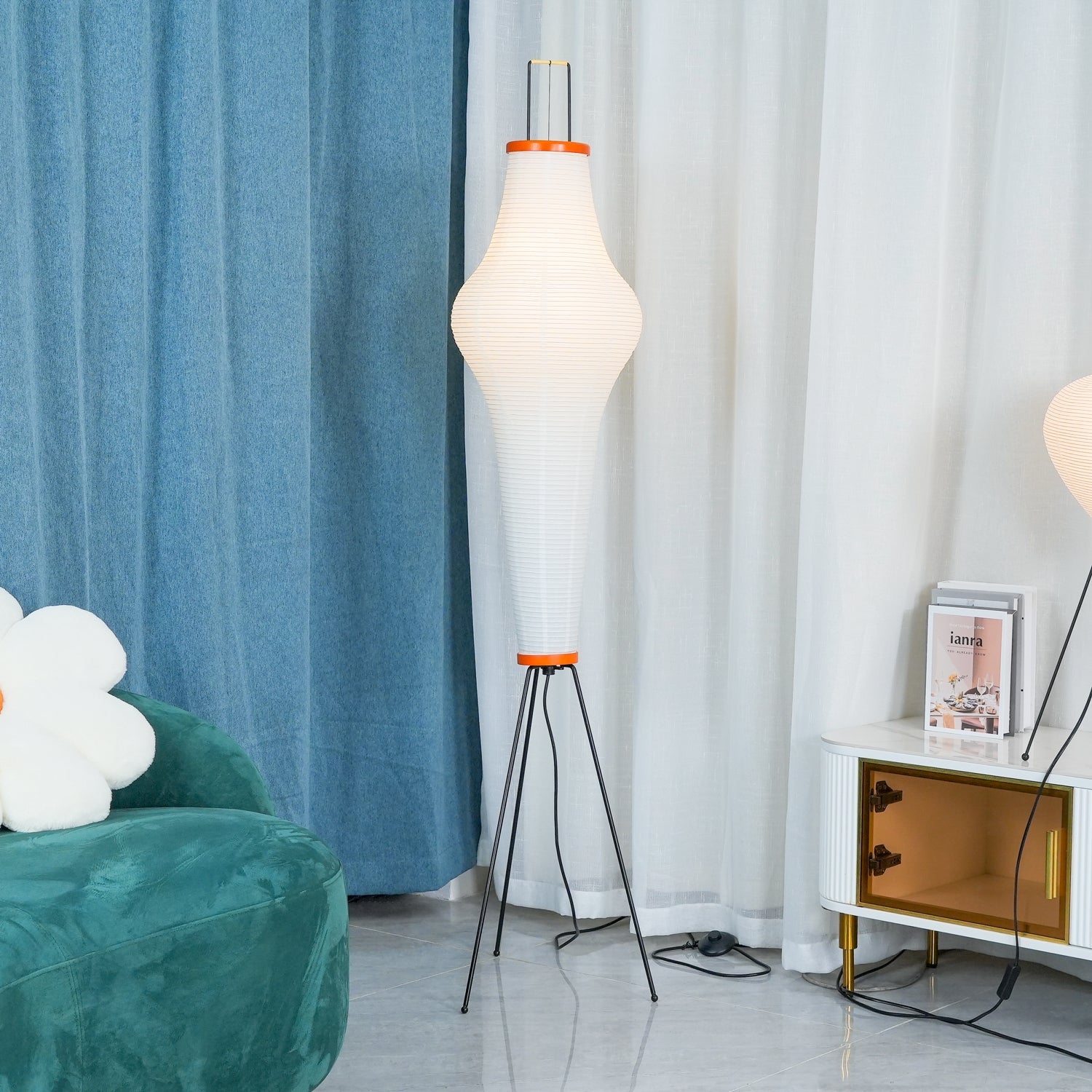Floor Lamp | Tripod Lighting Fixture with Paper Shade