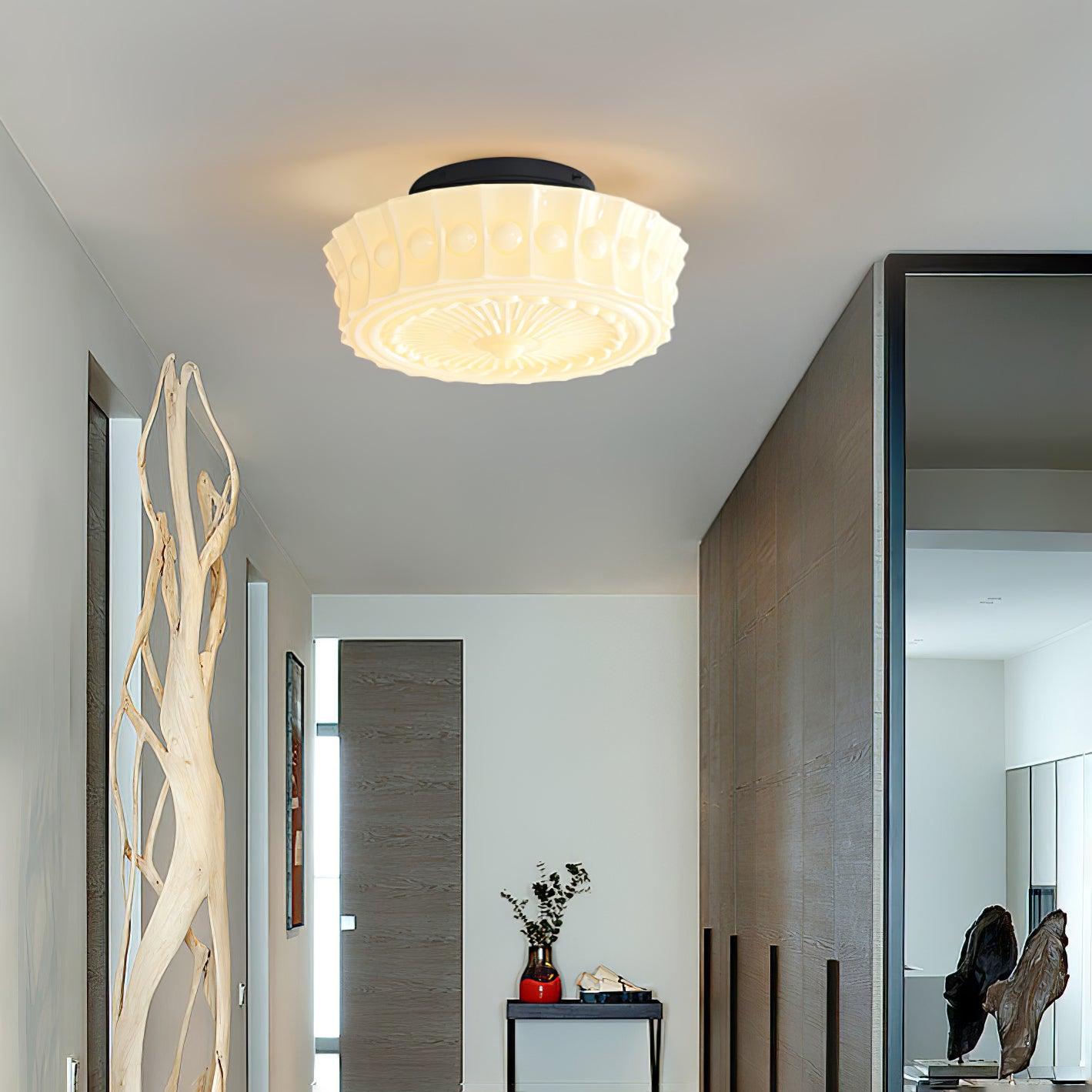 Ceiling Lights Vintage Style | Pressed Round Flush Mount
