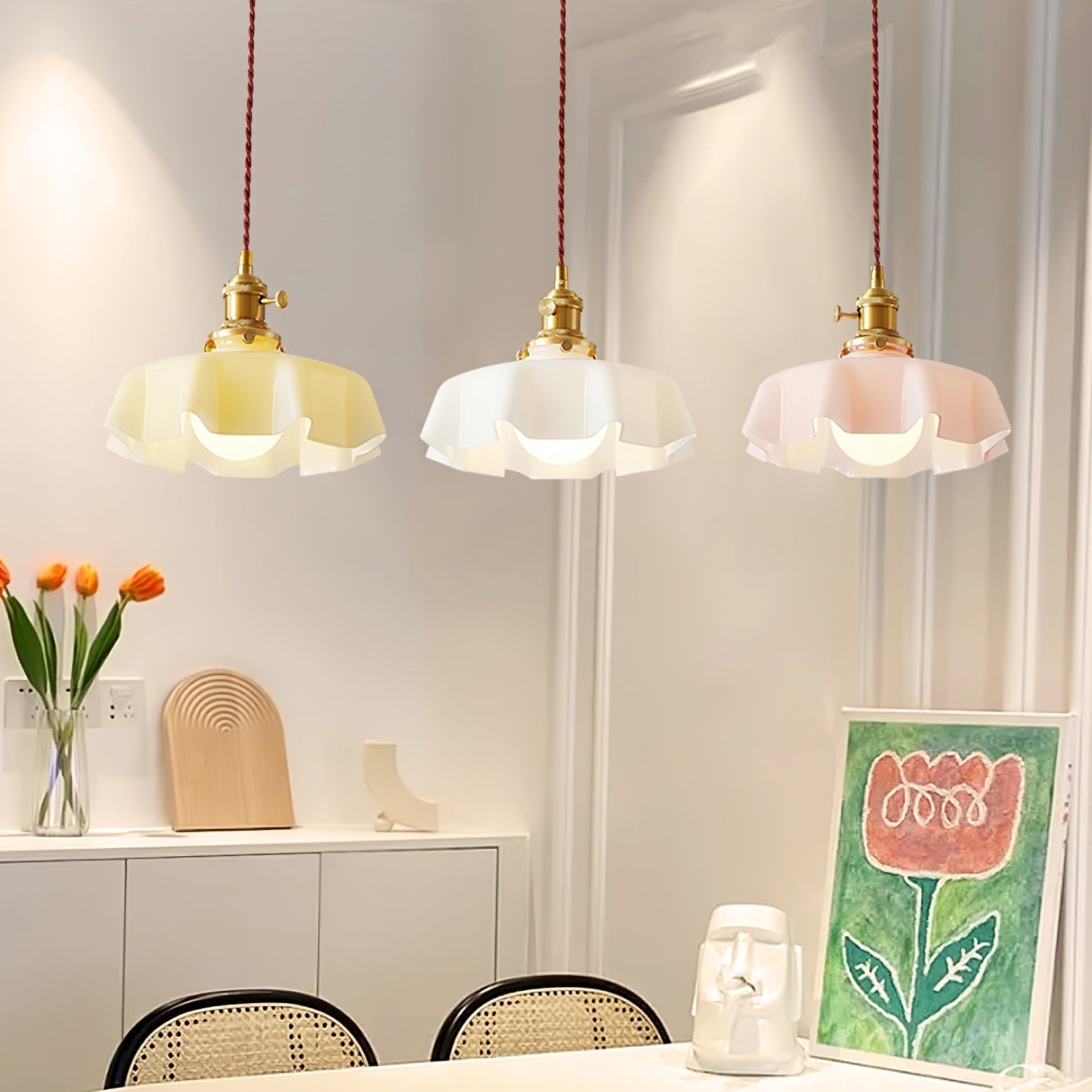 Pendant Light Scalloped | French Flower Ceiling Lamp