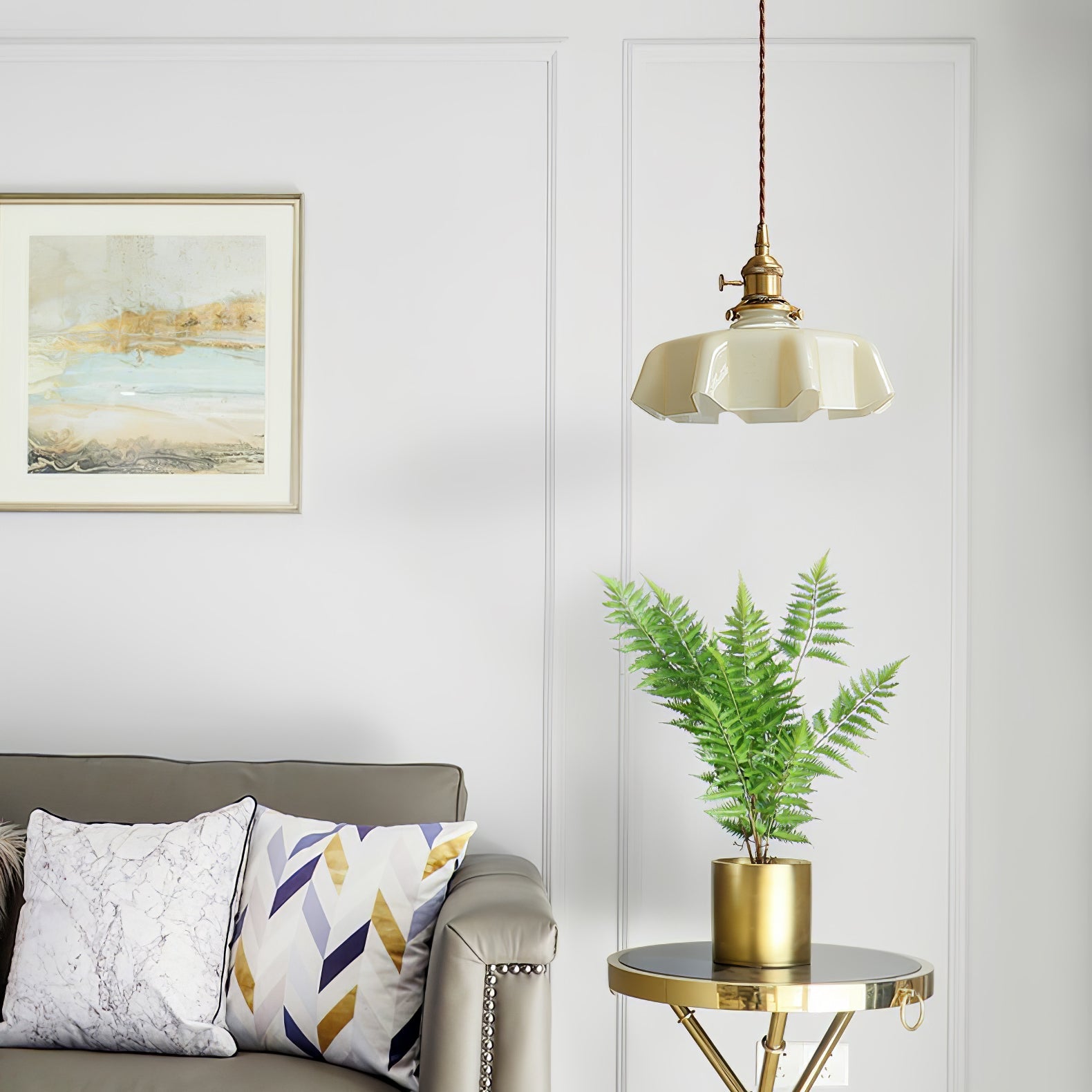 Pendant Light Scalloped | French Flower Ceiling Lamp