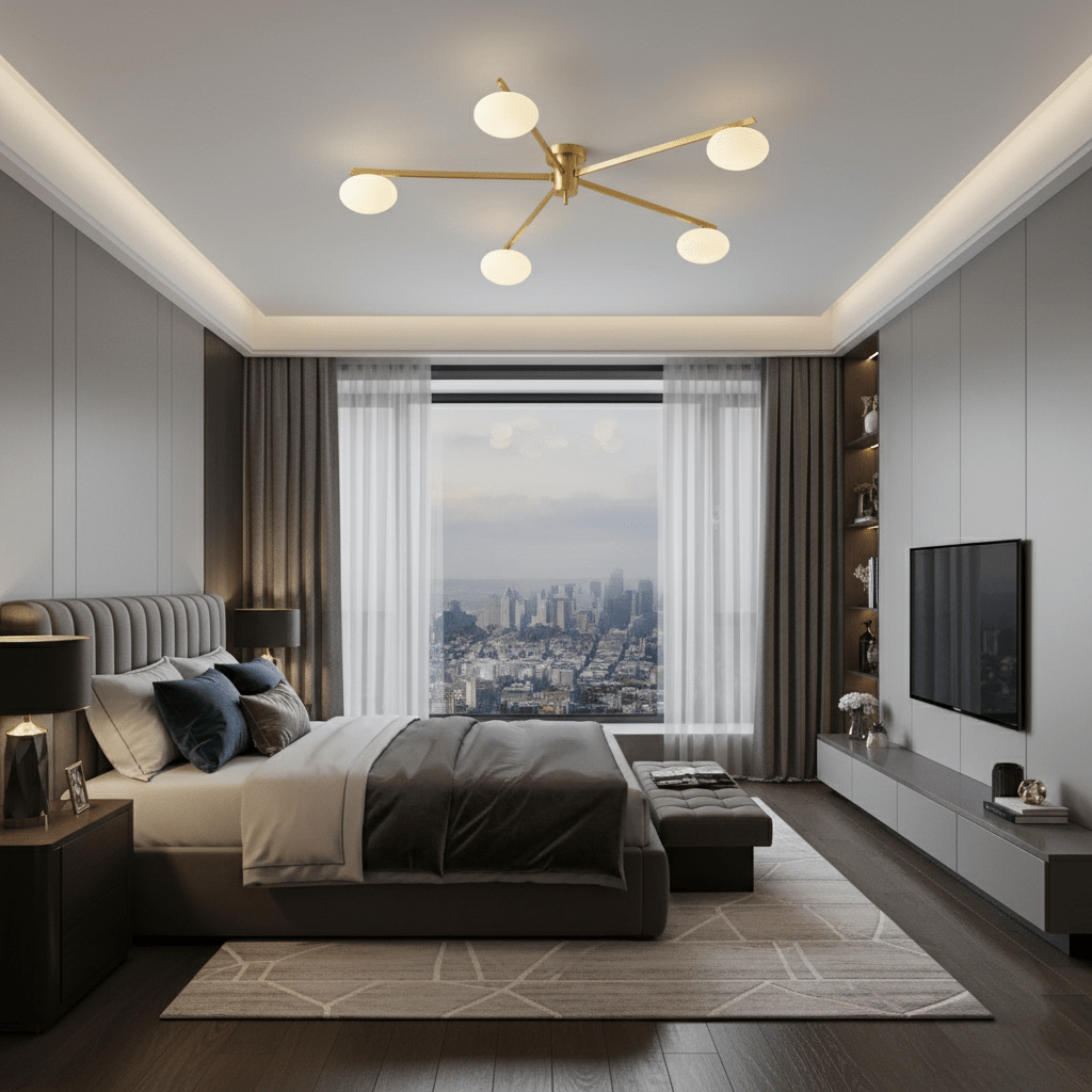 Ceiling Light | Multi-Arm Linear Glass Shade