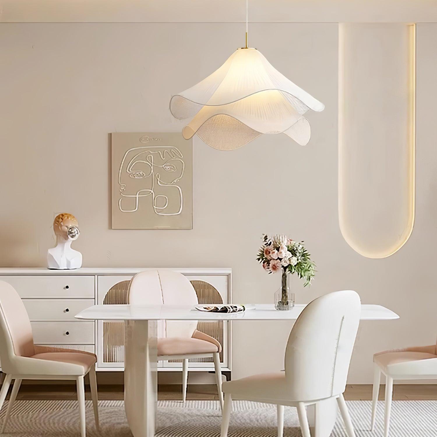 Pendant Light Layered Fabric Shade | Ceiling Mounted Fixture