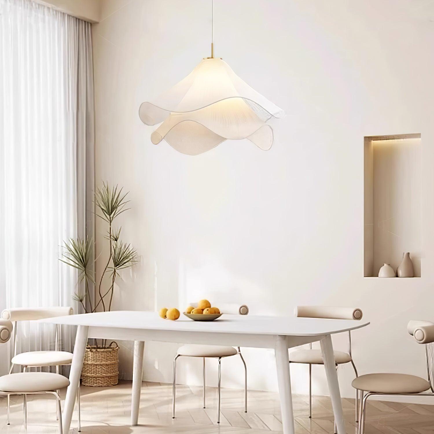 Pendant Light Layered Fabric Shade | Ceiling Mounted Fixture