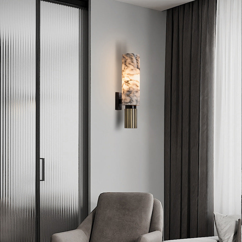 Wall Light | Marble Cylinder Design