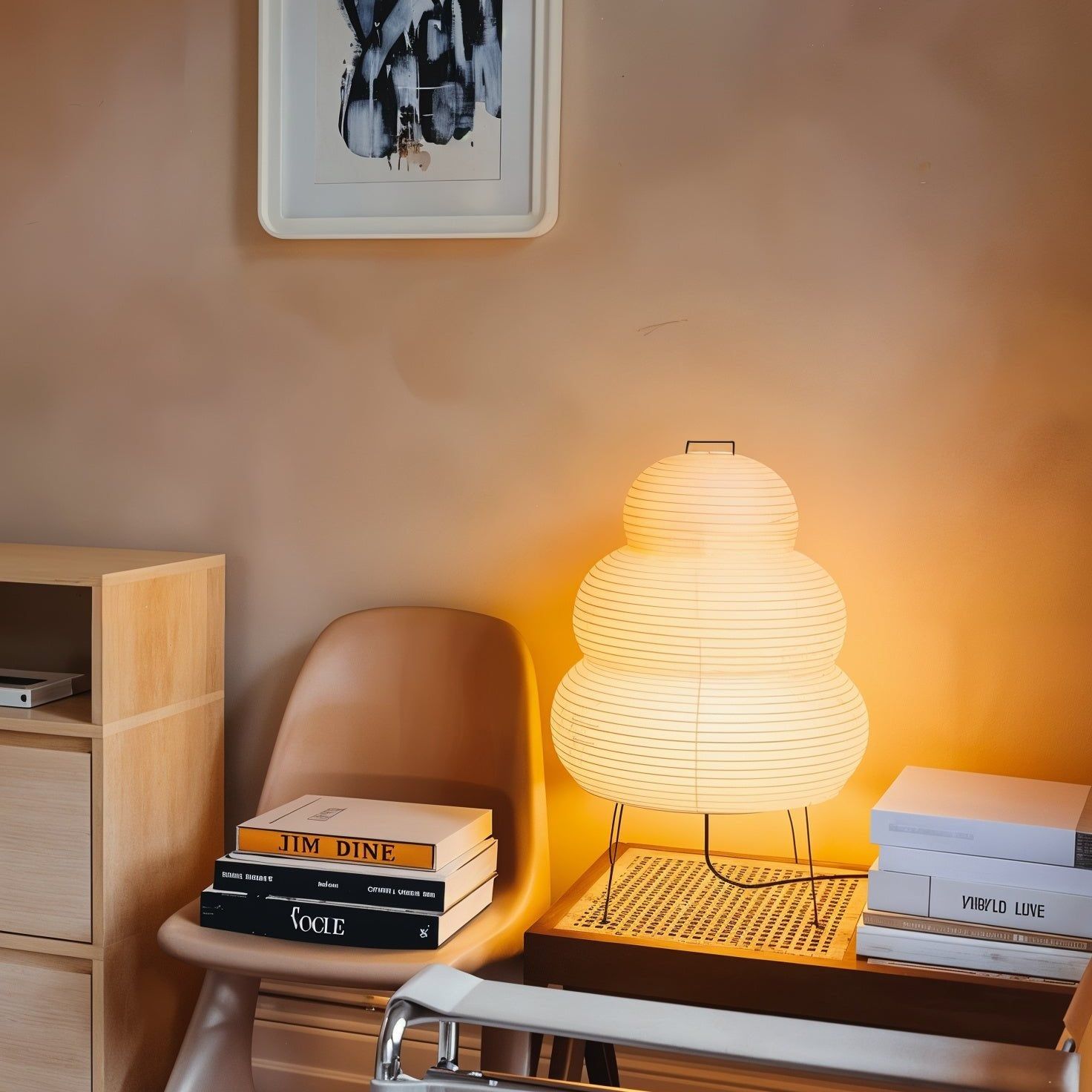 Table Lamp | Paper Shade Sculptural Table Light