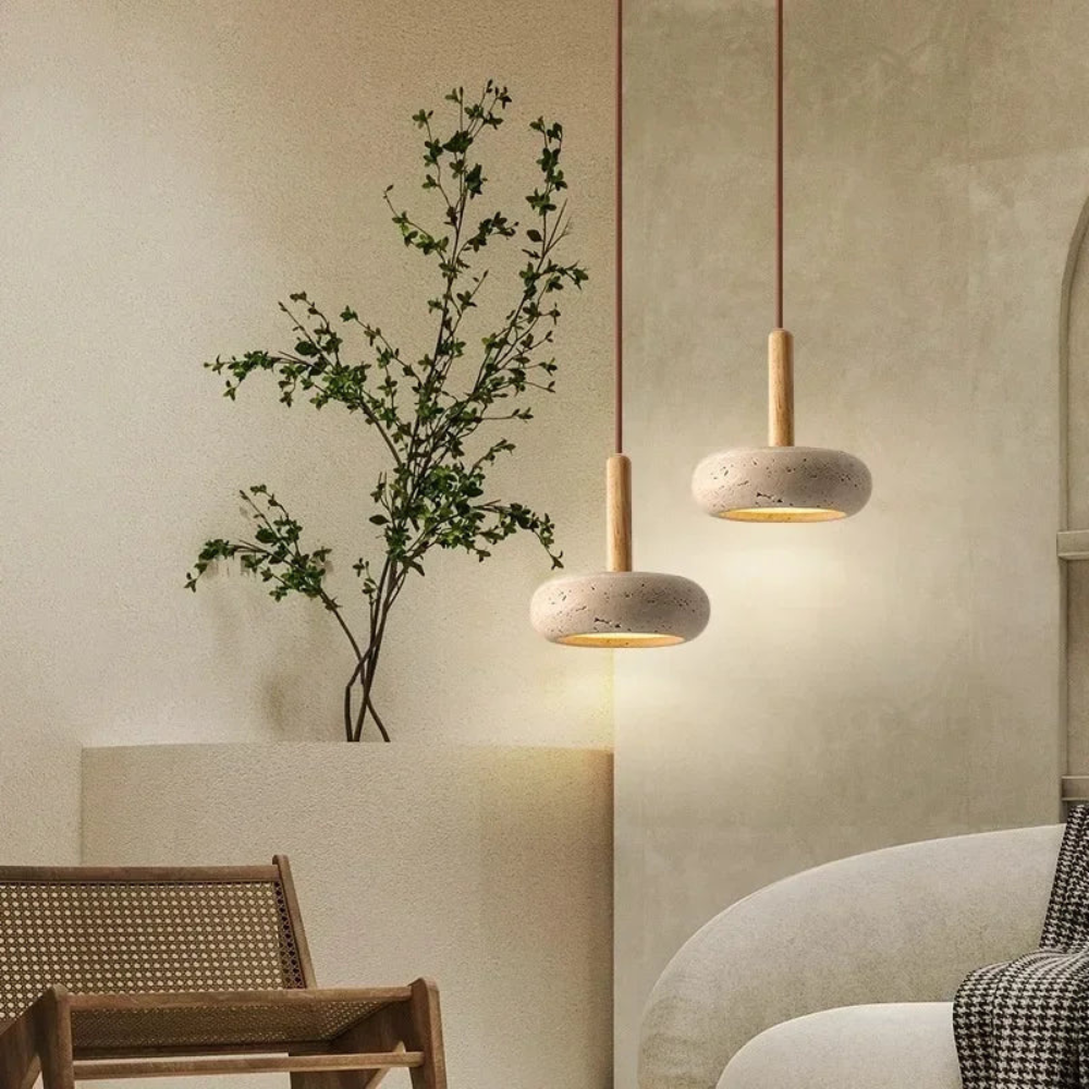 Modern Pendant Light for Bedroom or Living Room | Minimalist Stone Inspired Design