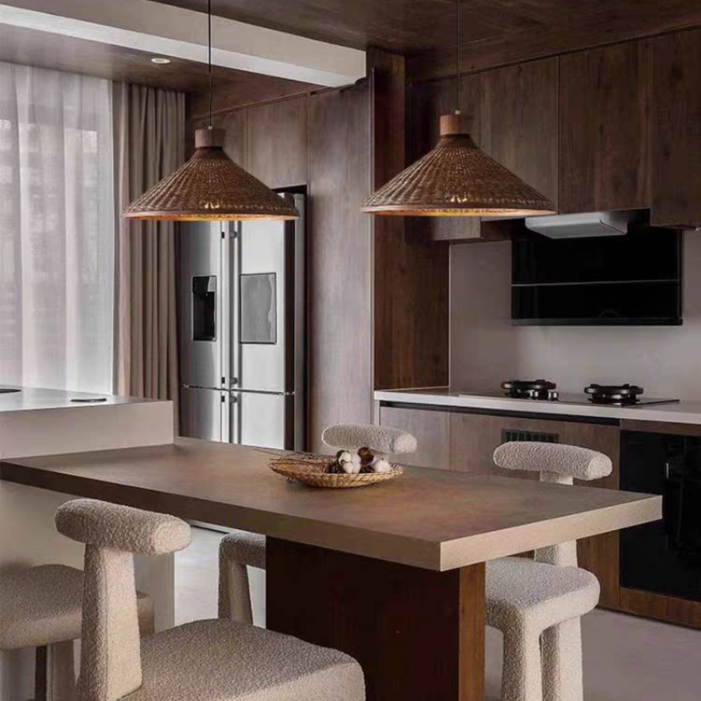 Retro LED Pendant Ceiling Light | Woven Look Fixture