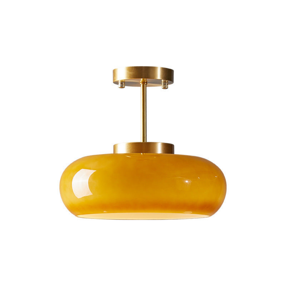 Amber Ceiling Light with Round Design | Warm Lighting for Living Room