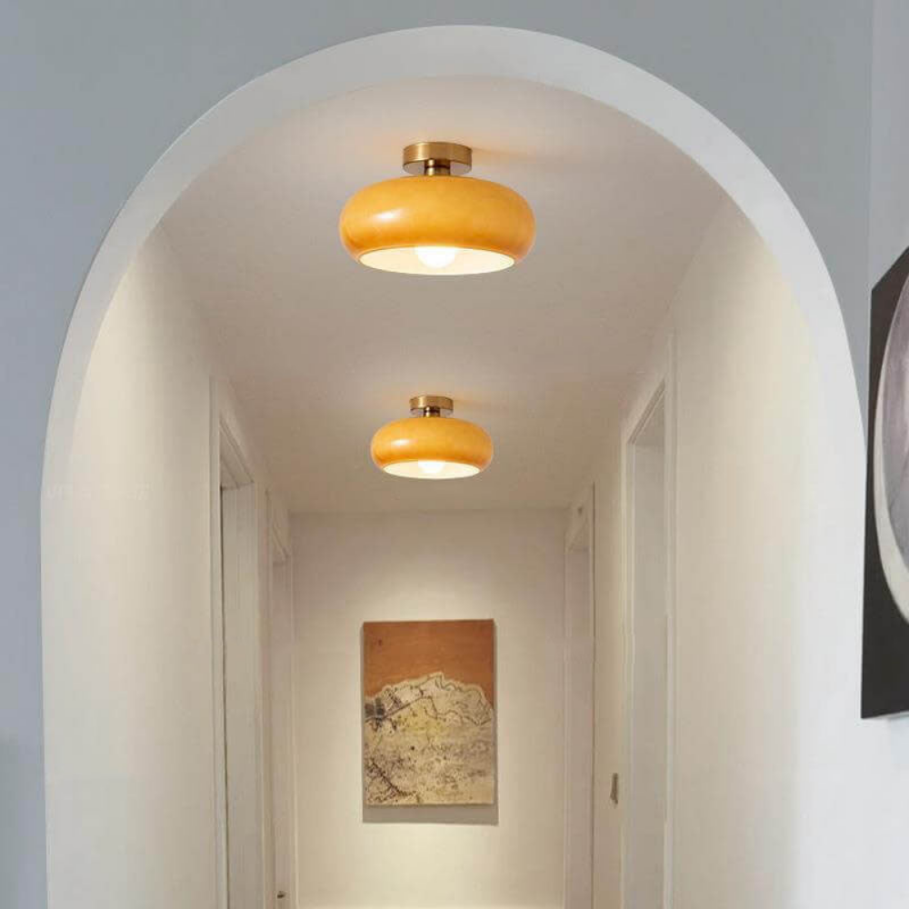 Amber Ceiling Light with Round Design | Warm Lighting for Living Room