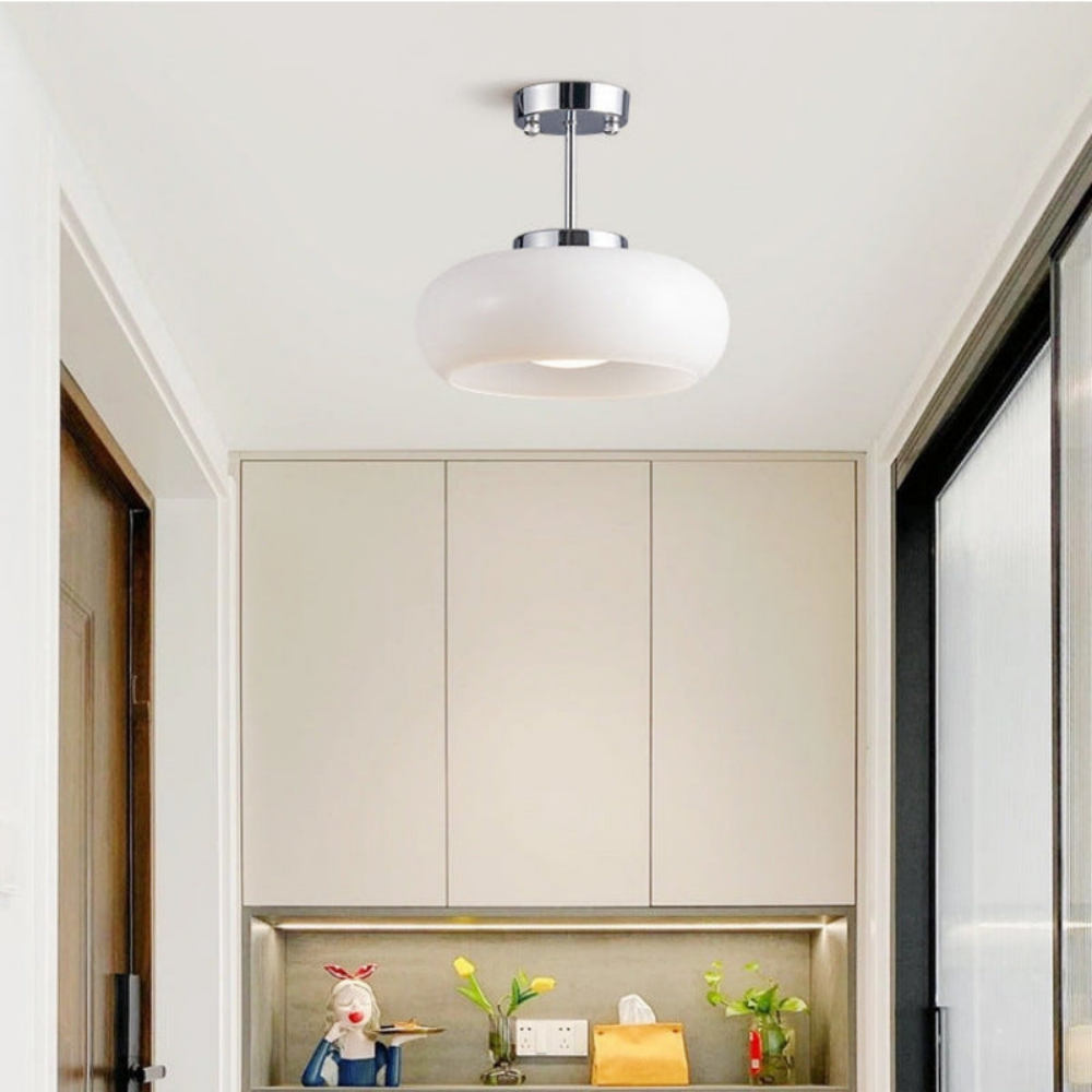 Amber Ceiling Light with Round Design | Warm Lighting for Living Room