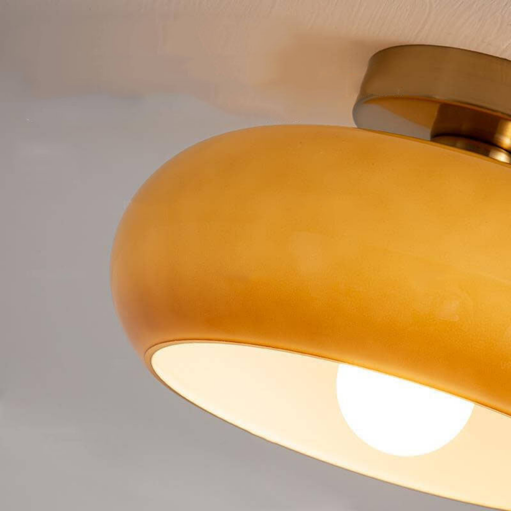 Amber Ceiling Light with Round Design | Warm Lighting for Living Room