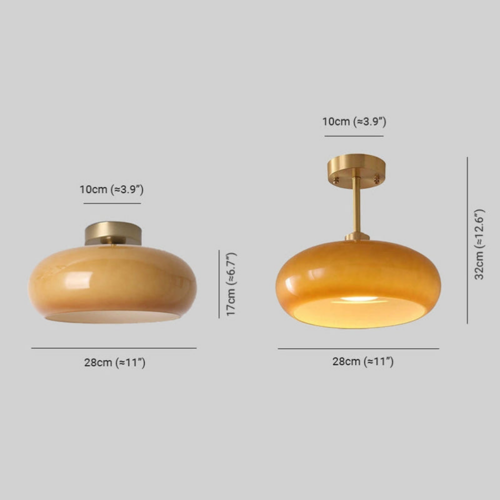 Amber Ceiling Light with Round Design | Warm Lighting for Living Room