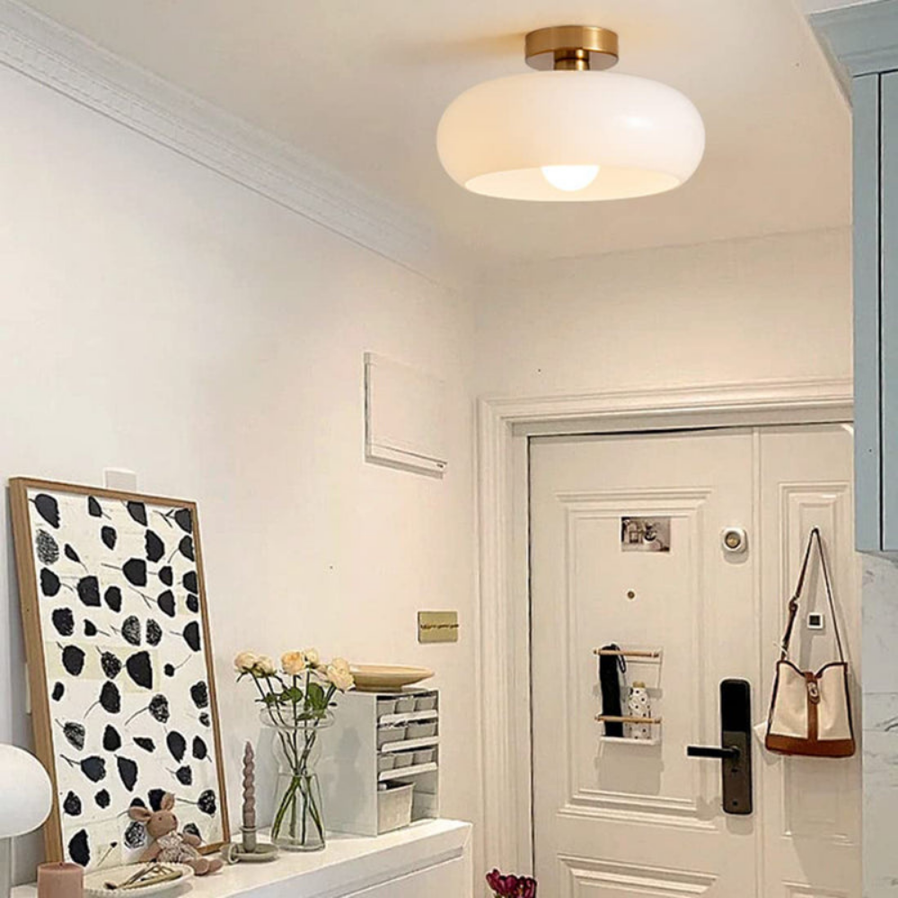 Amber Ceiling Light with Round Design | Warm Lighting for Living Room