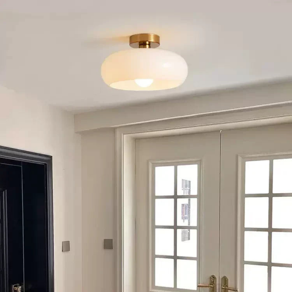 Amber Ceiling Light with Round Design | Warm Lighting for Living Room