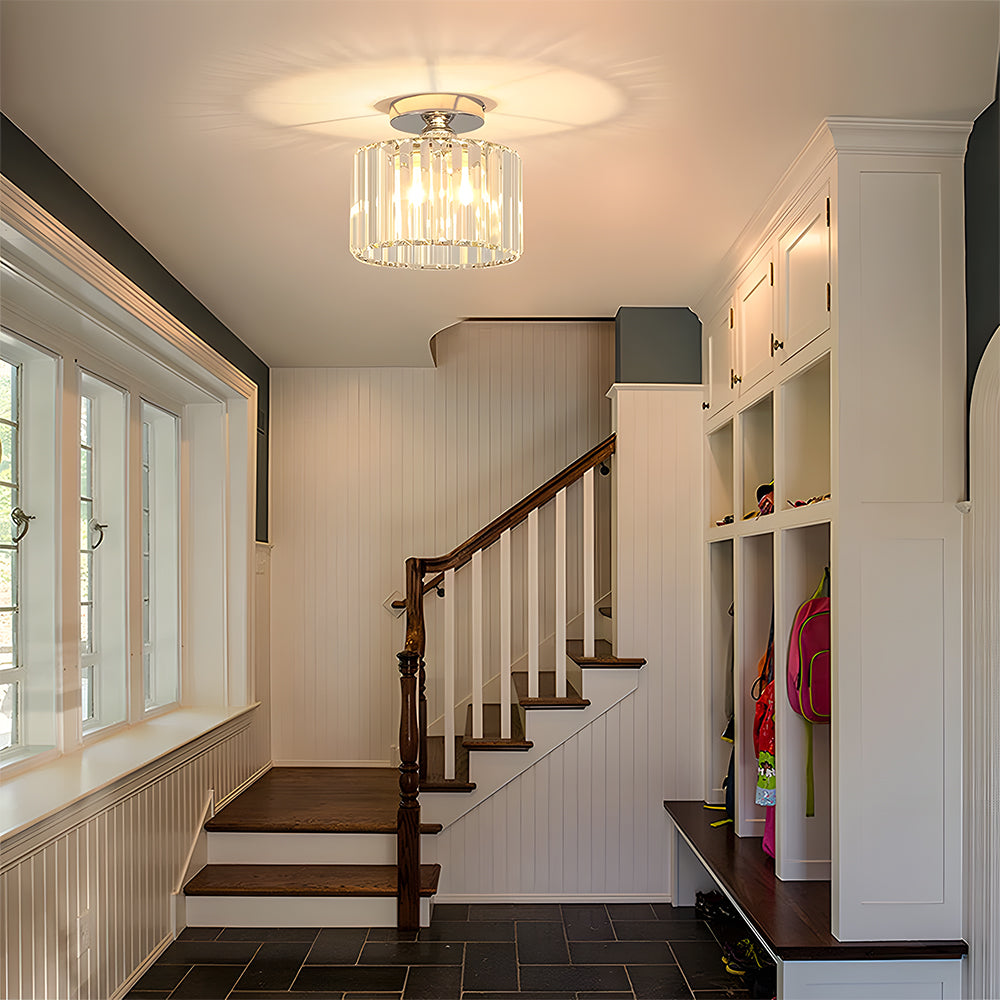 Ceiling Light | Crystal Flush Round Glass Design