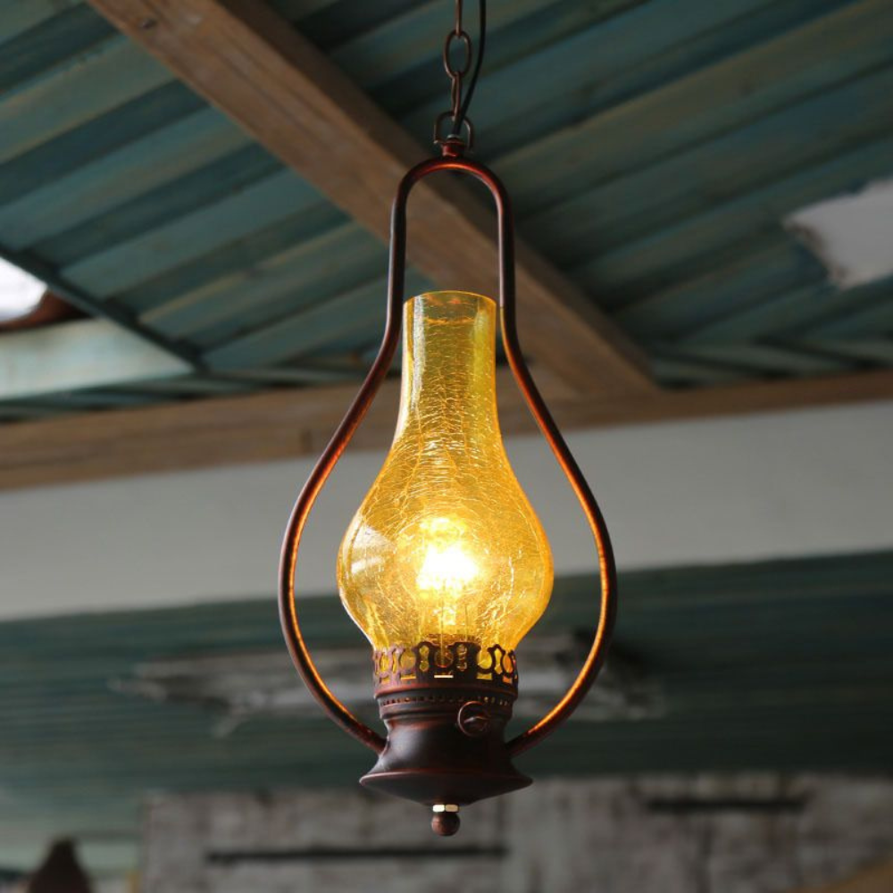 Rustic Kerosene Style LED Pendant Light | Vintage Industrial Hanging Fixture