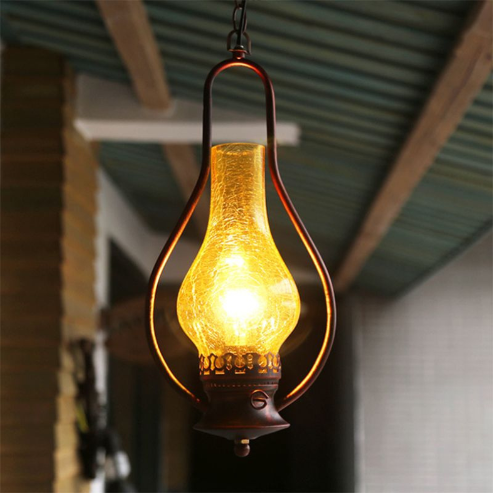 Rustic Kerosene Style LED Pendant Light | Vintage Industrial Hanging Fixture