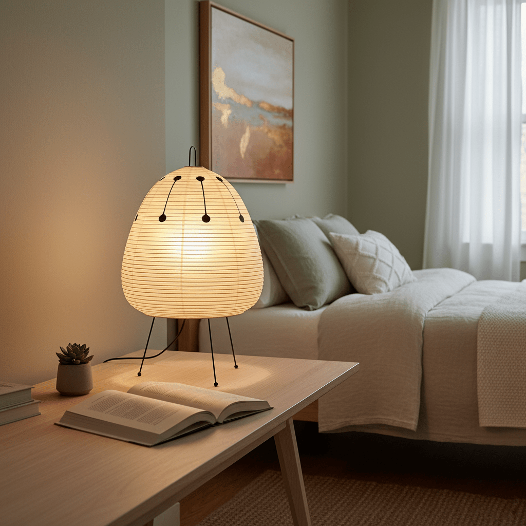 Table Lamp | Paper Shade Sculptural Table Light