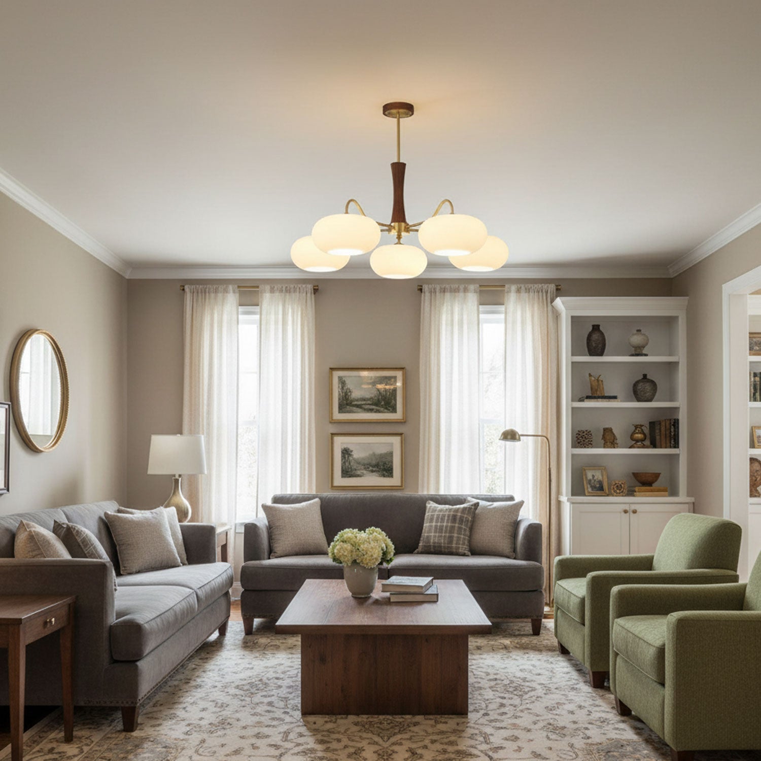 Ceiling Light  | Multi-Arm Glass Shade
