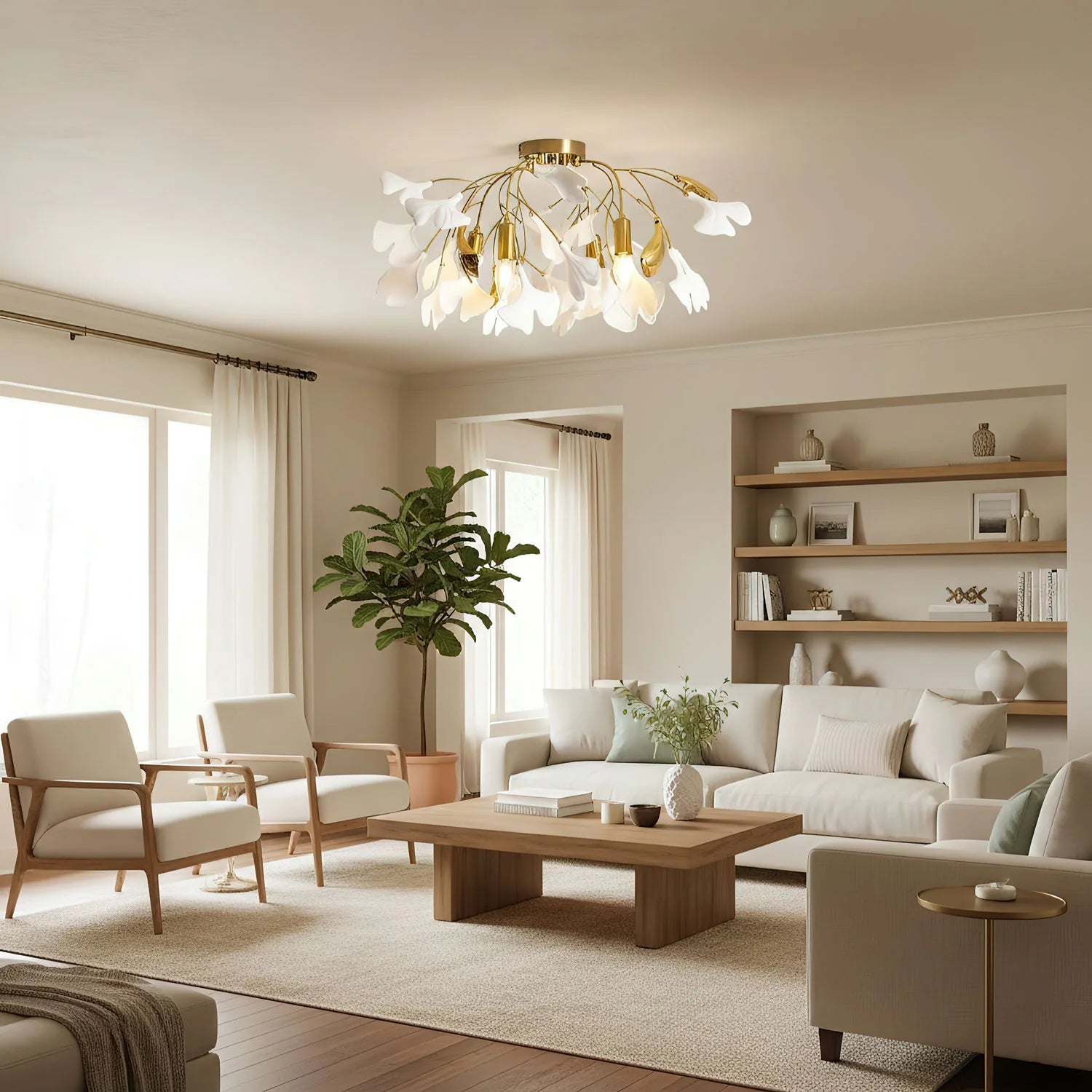 Ginkgo Leaf Chandelier | Nature-Inspired Branch Ceiling Fixture