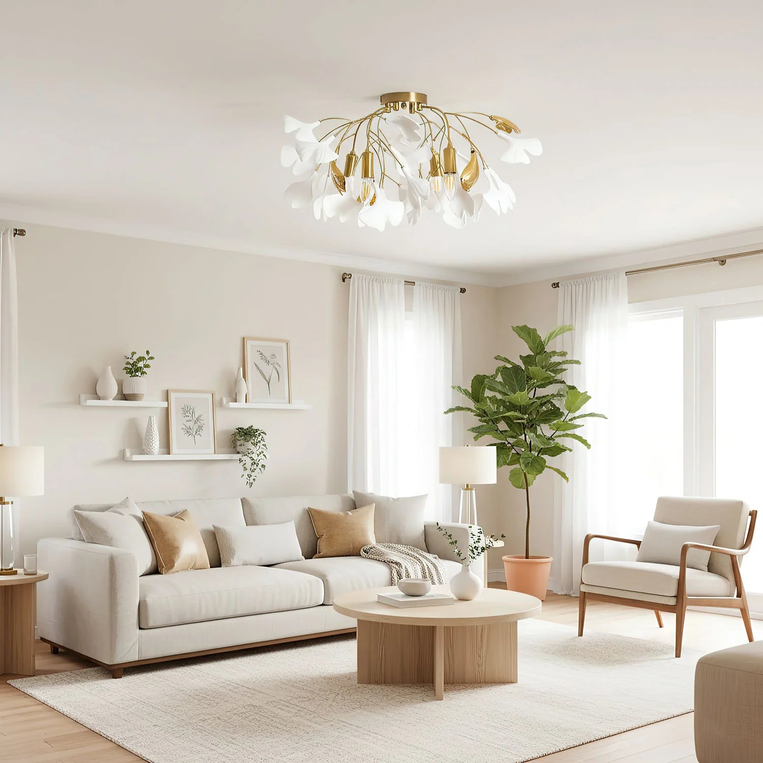 Ginkgo Leaf Chandelier | Nature-Inspired Branch Ceiling Fixture