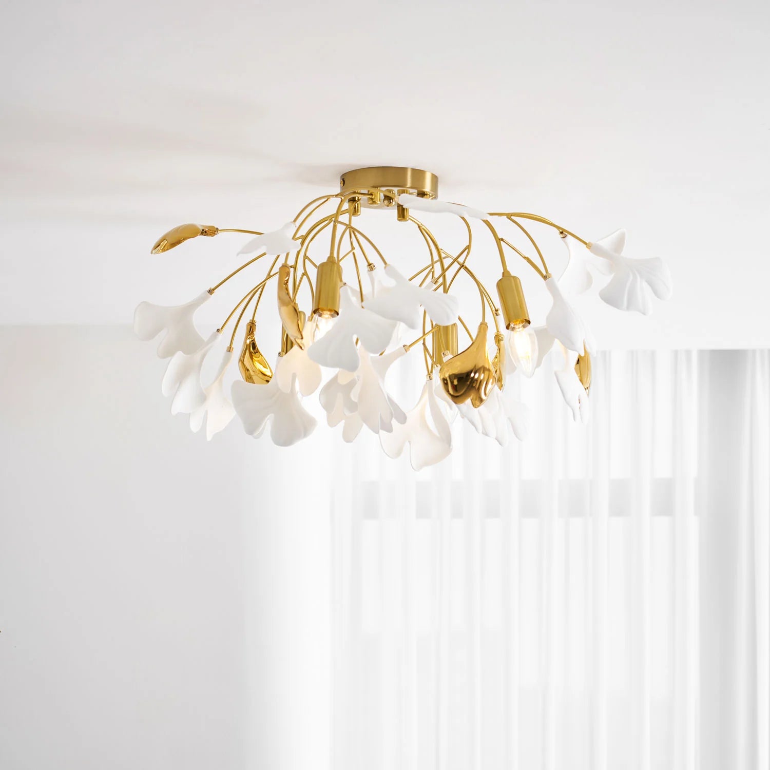 Ginkgo Leaf Chandelier | Nature-Inspired Branch Ceiling Fixture