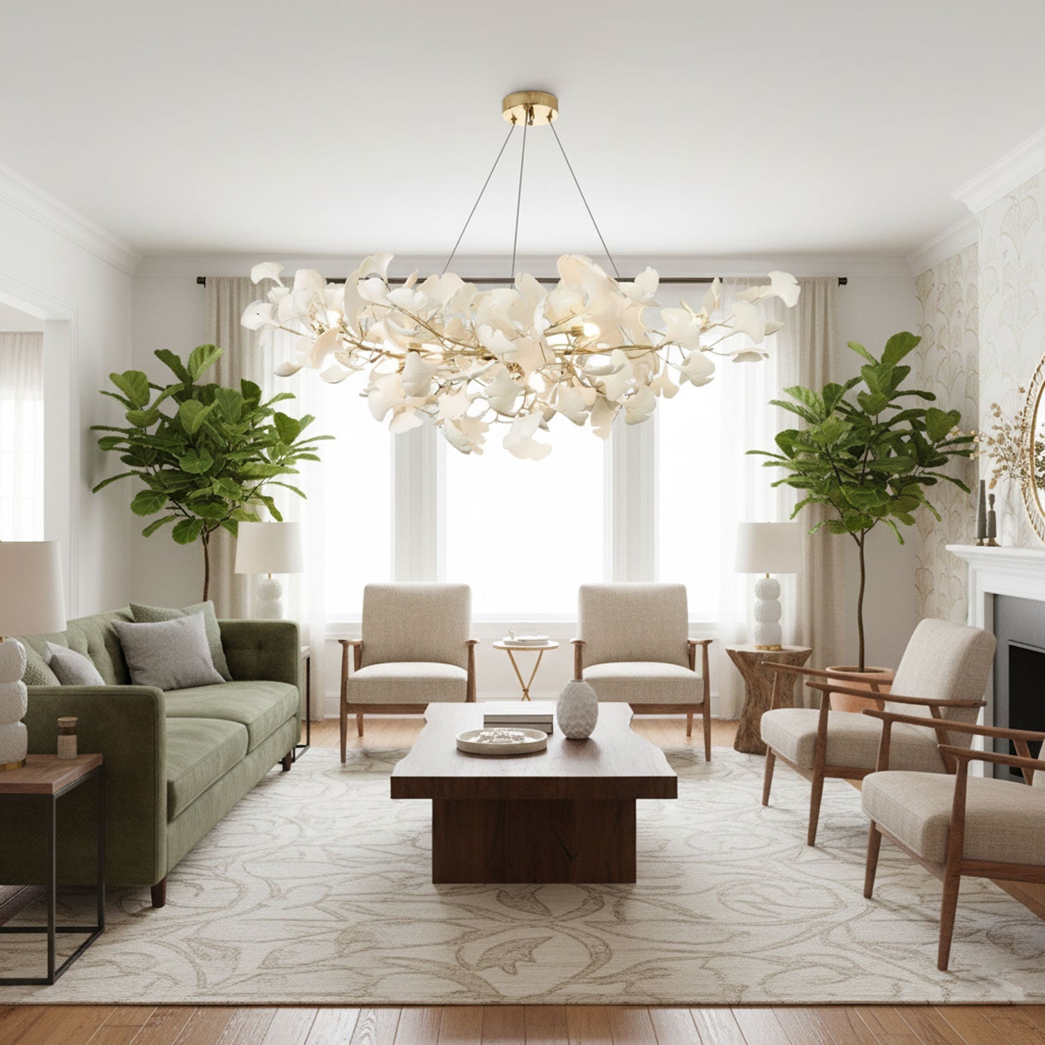 Chandelier Light | Ceiling Lamp with Leaf-Inspired Design