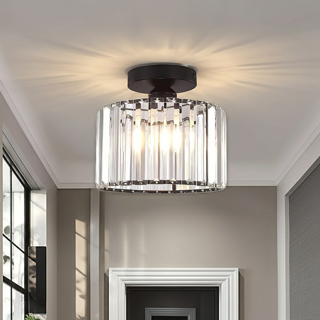 Ceiling Light | Crystal Flush Round Glass Design