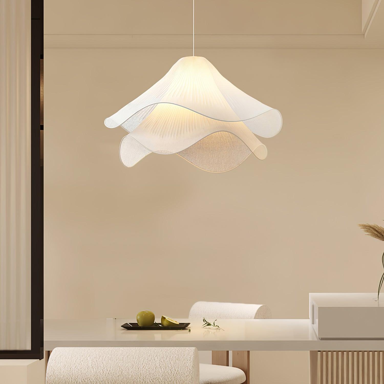 Pendant Light Layered Fabric Shade | Ceiling Mounted Fixture