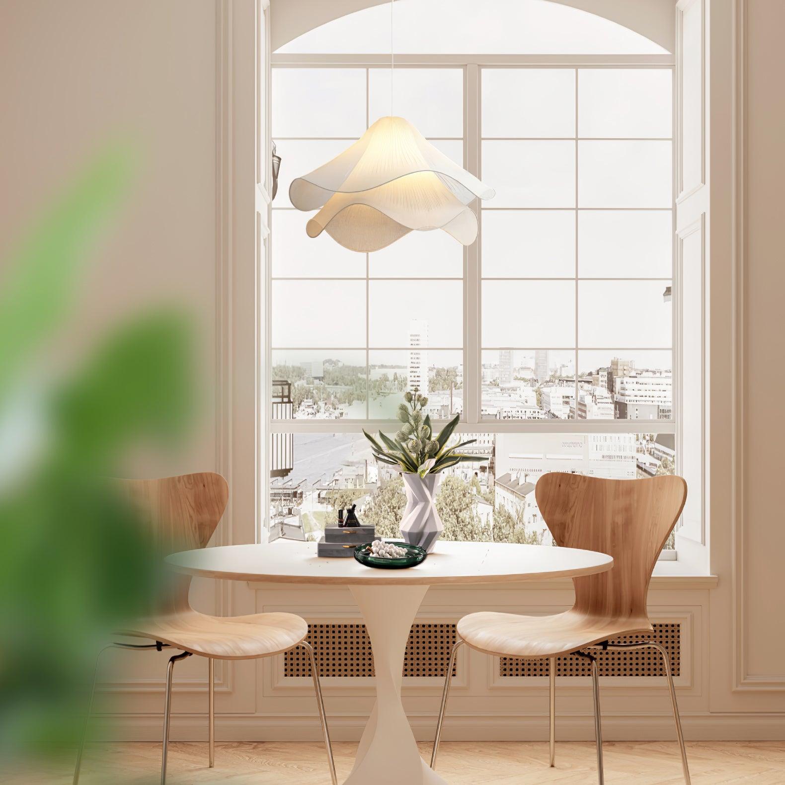 Pendant Light Layered Fabric Shade | Ceiling Mounted Fixture