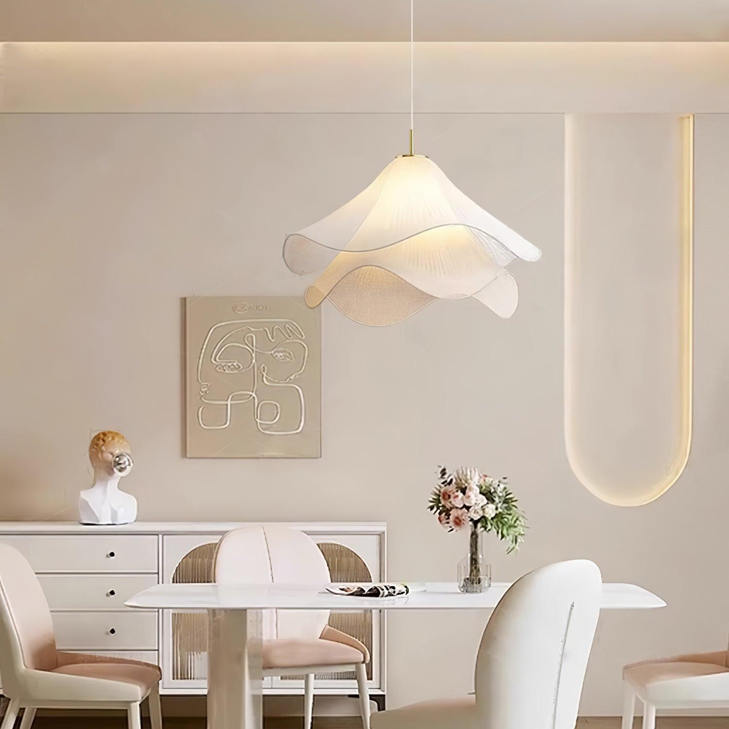 Pendant Light Layered Fabric Shade | Ceiling Mounted Fixture