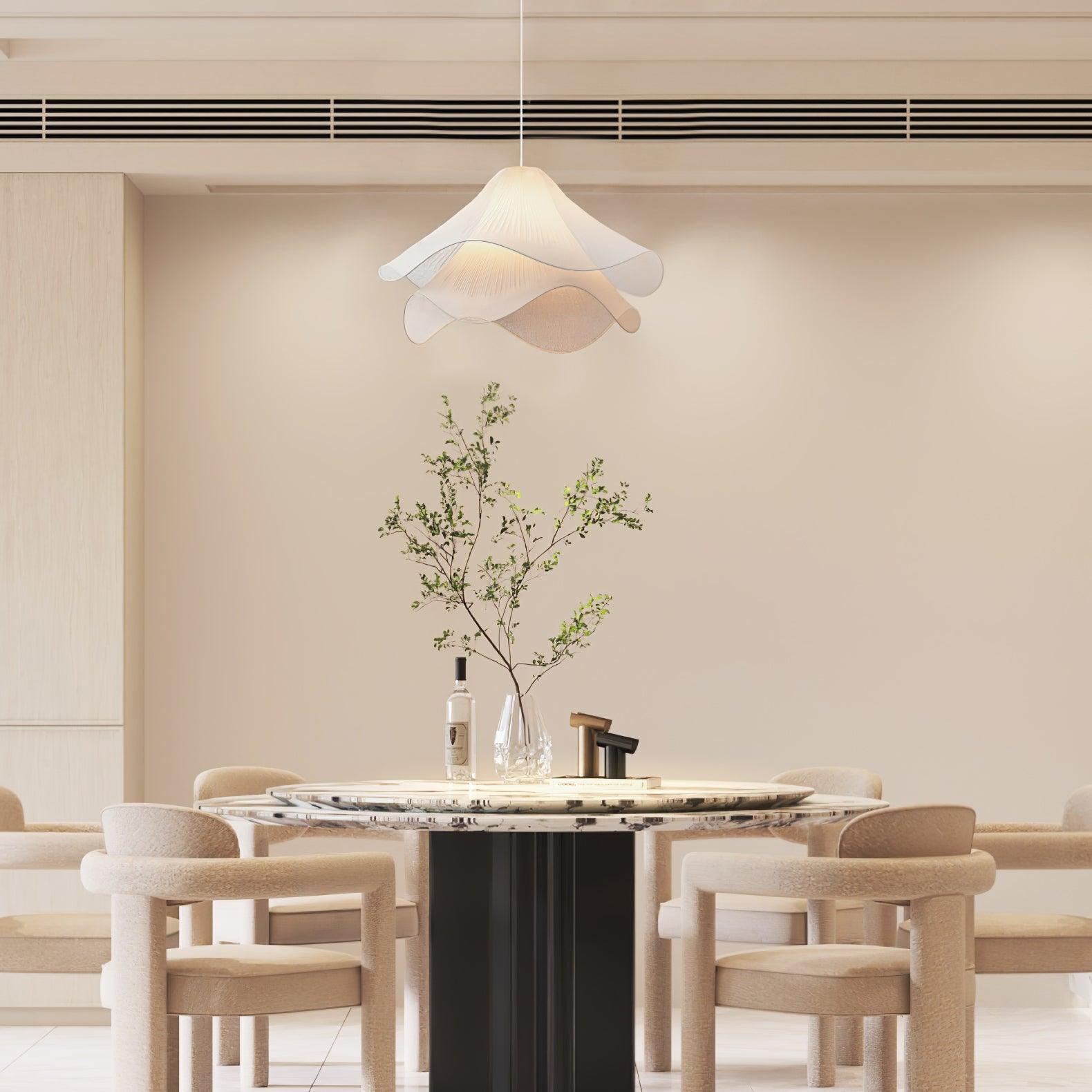 Pendant Light Layered Fabric Shade | Ceiling Mounted Fixture