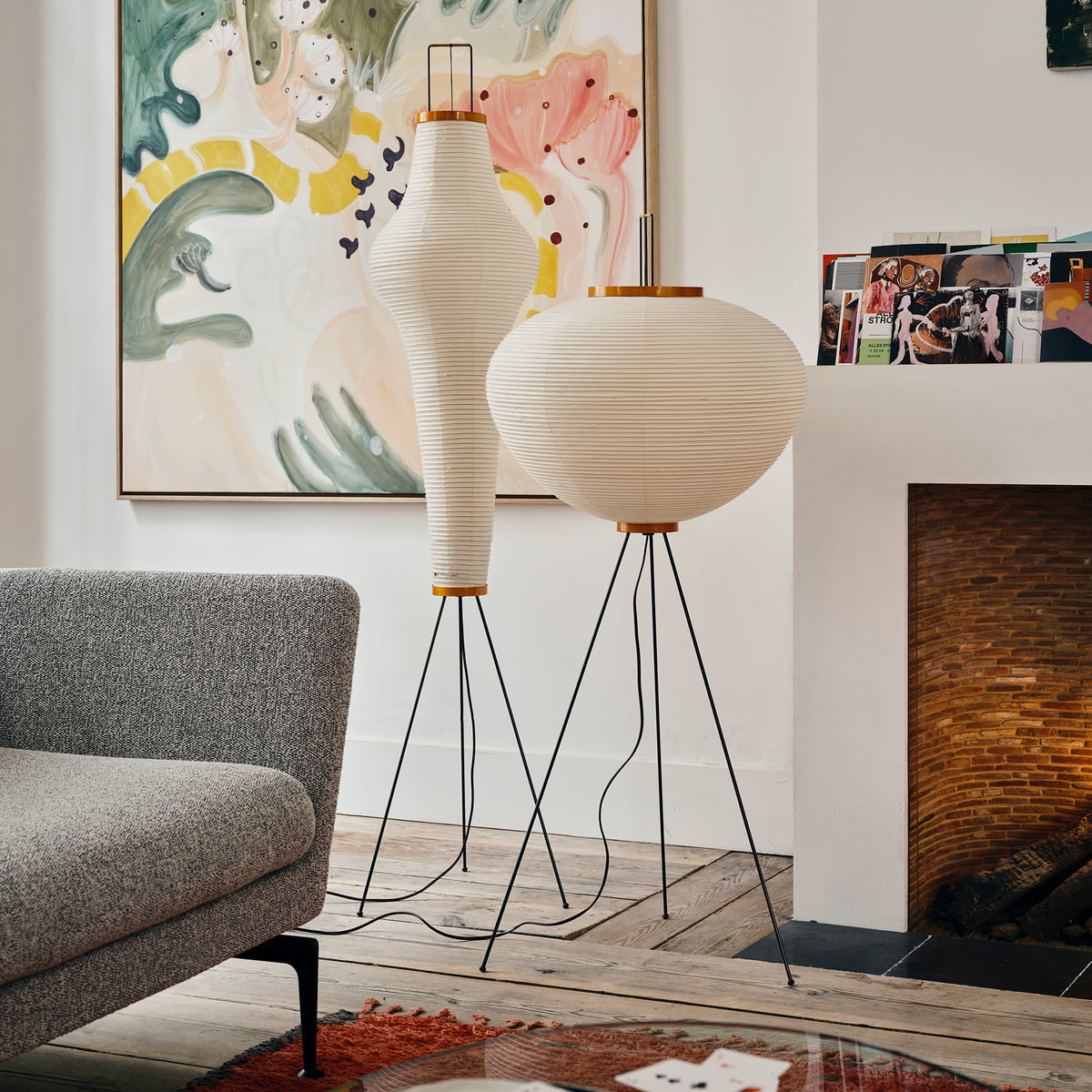 Floor Lamp | Tripod Lighting Fixture with Paper Shade