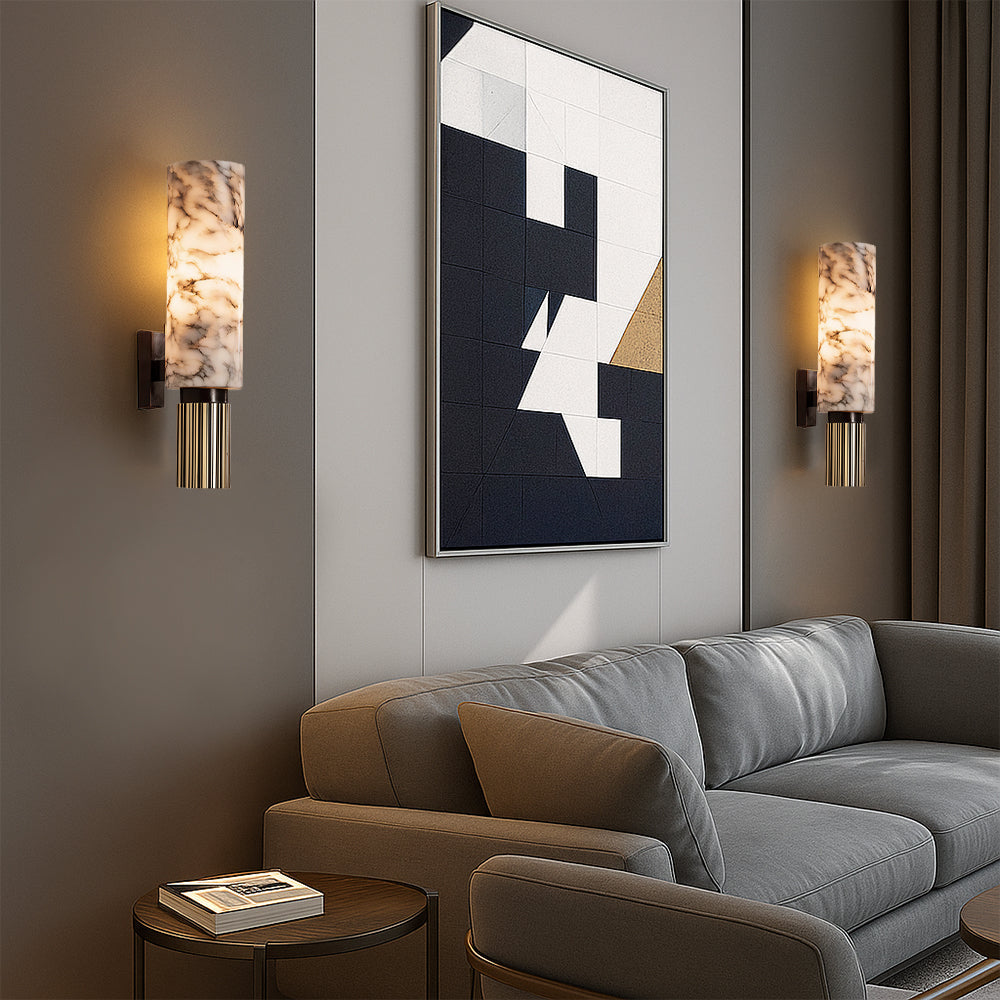 Wall Light | Marble Cylinder Design